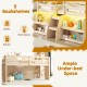 Twin size loft bed with staircase, LED lights, two bookshelves, and ample under-bed storage for a cozy bedroom setup.