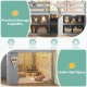 Twin size loft bed in gray with LED lights, featuring under-bed storage for toys, clothes, and a cozy play area.
