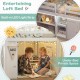Twin size loft bed with LED lights, featuring under-bed space for kids' play and bookshelves for organization.