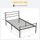 Twin size metal bed frame in black features a simple design, sturdy steel construction, and a high load capacity of 490 lbs.
