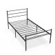 Twin size black metal bed frame with headboard, sturdy steel construction, and 12" under-bed storage space.