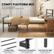Twin size metal bed frame in black with headboard, sturdy steel construction, and 12-inch under-bed storage space.