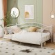Twin size metal daybed frame in white with heart-shaped design, perfect for cozy seating and extra sleeping space.