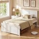 Twin size platform bed frame with headboard in white, featuring underbed storage and a sturdy wood structure for.