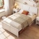 Twin size platform bed frame with headboard, solid wood structure, underbed storage, and rustic design for stylish.