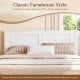 Twin size platform bed frame with headboard, solid wood structure, rustic style, perfect for underbed storage.