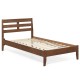 Twin size wood platform bed frame with slat headboard, natural rubber wood, sturdy slats, and ample under-bed storage.