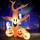 8-foot Halloween inflatable dead tree with LED lights, pumpkins, and ghost, perfect for outdoor yard decoration.