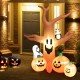 8-foot inflatable Halloween dead tree with LED lights, pumpkins, and ghost for outdoor spooky decor.