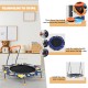 Convertible swing and trampoline set with colorful space theme, showcasing the sturdy steel legs for enhanced stability.