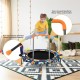 Convertible trampoline and swing set featuring a foam-covered handrail and anti-slip footpads for kids' safety and.