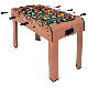 Indoor foosball table with wood construction, strong steel rods, and scoring devices for family and friends'.