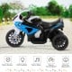 Kids 3-wheel BMW licensed electric motorcycle in blue, featuring LED headlights and built-in music for safe, fun riding.