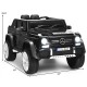 Front view of the 12V licensed Mercedes-Benz kids ride-on car in black, showcasing stylish design and bright headlights.