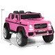 Pink 12V licensed Mercedes-Benz kids ride-on car with LED lights, parental control, and spring suspension for smooth.