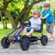Blue pedal-powered ride-on go-kart with adjustable seat, suitable for kids aged 3-6, promoting strength and.