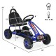 Front view of the blue 4 wheel pedal-powered ride-on go-kart with adjustable seat, designed for kids aged 3-6 years.