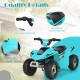 Ergonomic blue 6V kids electric ATV with manual control handle, padded seat, and anti-slip footrest for safe riding.