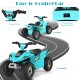 Kids electric ATV in blue with comfortable seat, forward/reverse switch, and wear-resistant wheels for outdoor fun.