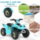 Kids electric ATV ride-on toy in blue with durable, anti-slip wheels for various terrains, perfect for indoor and.