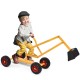 Kid riding a heavy-duty 4-wheel excavator sand digger with a sturdy steel frame, perfect for beach play and.