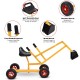 Heavy duty kid ride-on excavator sand digger with a 360° rotatable seat and all-terrain wheels for beach play.