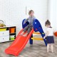Children's folding plastic slide in bright red and blue, featuring a smooth slide and easy-to-climb steps for indoor.