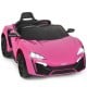 Pink 12V electric vehicle with remote control, LED lights, and spring suspension for smooth driving fun.