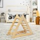 Wooden triangle climber for toddlers, made of pine, safe for kids, ideal for muscle and motor skill development.