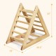 Wooden triangle climber for toddlers, made of pine, 32" high, 36.5" wide, promotes muscle development and motor skills.