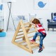 Wooden triangle climber for toddlers, made of pine, safe for kids, ideal for muscle development and step training.