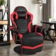 Ergonomic high back gaming chair in red and black with massage function, adjustable backrest, and cup holder for.