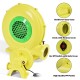 Yellow 480W air blower pump fan with handle, designed for inflatable bounce houses and outdoor fun.