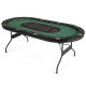 Foldable 10-player poker table with green felt, cup holders, USB ports, ideal for gaming and gatherings.