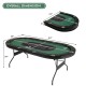 Foldable 10-player poker table with green felt, 3" cup holders, and USB ports, ideal for game nights and parties.