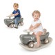 Convertible rocking horse and sliding car in dark gray, featuring a smooth seat and backrest for kids' comfort and.