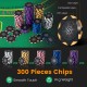 300-piece poker chip set in black, featuring durable 14g chips, ideal for Texas Holdem and card games.