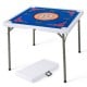 35-inch blue folding mahjong table with cup holders, featuring a smooth felt surface for four players, ideal for home.