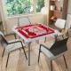 Folding 35-inch mahjong table with red felt surface, cup holders, and four chairs, ideal for home or outdoor games.