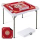 Folding 35-inch mahjong table in red with cup holders, featuring a smooth felt surface for four players, ideal for.