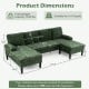 U-shaped sectional couch in green with dual chaise, designed for 5-6 people, featuring soft corduroy fabric and.