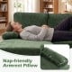 U-shaped sectional couch in green with nap-friendly armrest pillow, soft corduroy fabric, ideal for living room.