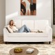 Upholstered teddy velvet 3-seat sofa in white with comfy back pillows, ideal for living rooms and cozy seating.
