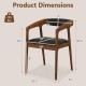 Dimensions of upholstered armchair set with cozy backrest, padded seat, and rubber wood frame for versatile use.