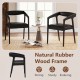 Upholstered armchairs set of 2 in black with rubber wood frame, featuring cozy backrest and padded seat cushion.