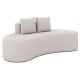Curved gray upholstered sofa with two cozy pillows, designed for comfort and style in living rooms or offices.