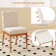Beige upholstered dining chair with rubber wood legs, featuring a wide seat and tilt backrest for enhanced comfort.
