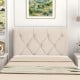 Beige upholstered headboard for twin bed showcasing a unique button tufted design, enhancing modern bedroom aesthetics.