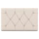 Beige upholstered headboard with button tufting for twin size bed, featuring adjustable height and sturdy MDF frame.
