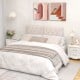 Upholstered headboard for twin size bed in beige with button tufted design, providing comfort and modern elegance.